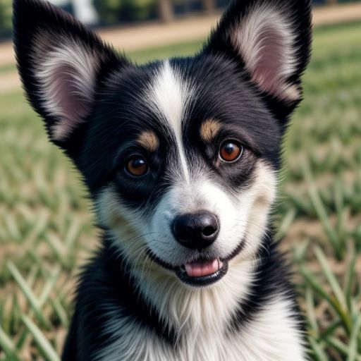 A rescued dog with bright eyes smiles at the camera, tail wagging.